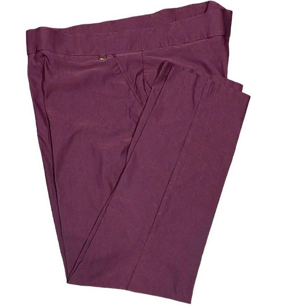 Maroon lightweight stretch pull on tapered straight leg dress slacks EUC Size 16